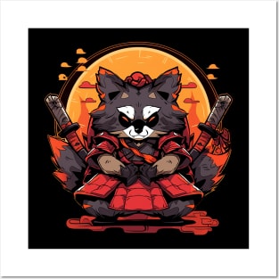 samurai raccoon Posters and Art